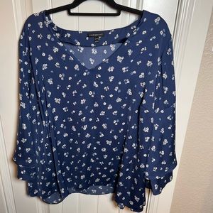 Lane Bryant Plus Size Blue Floral Print Blouse 22/24